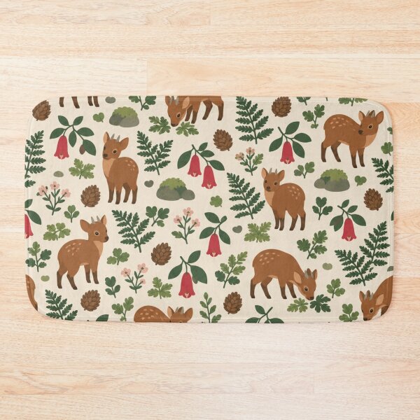 Item preview, Pudu Deer Pattern | Tiny Chilean Pudu Deer with Ferns, Copihue Flowers and Monkey Puzzle Cones designed and sold by StickyGuys.