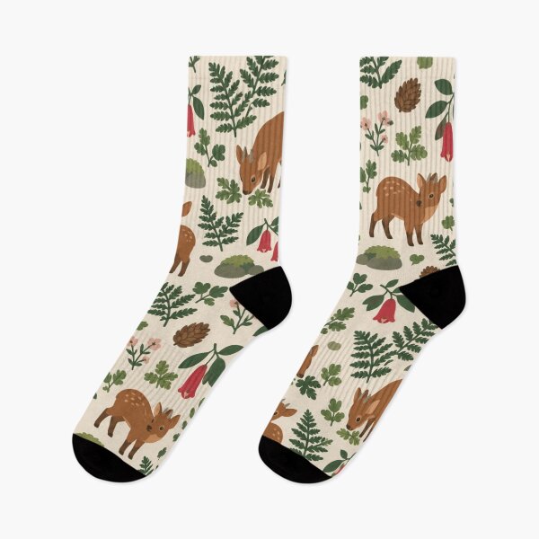 Item preview, Pudu Deer Pattern | Tiny Chilean Pudu Deer with Ferns, Copihue Flowers and Monkey Puzzle Cones designed and sold by StickyGuys.