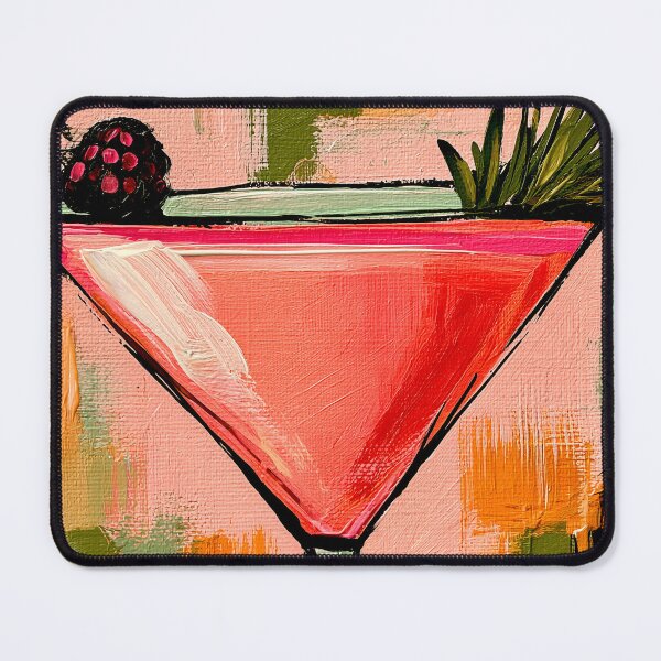 Item preview, Pink Martini Cocktail with Berry Garnish and Fresh Greenery in a Bold Abstract Explosion of Color designed and sold by OlfactoART Studio.