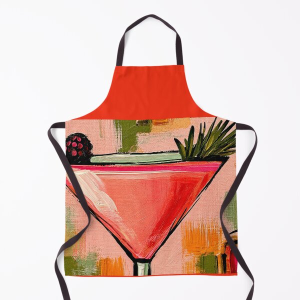 Item preview, Pink Martini Cocktail with Berry Garnish and Fresh Greenery in a Bold Abstract Explosion of Color designed and sold by OlfactoART Studio.