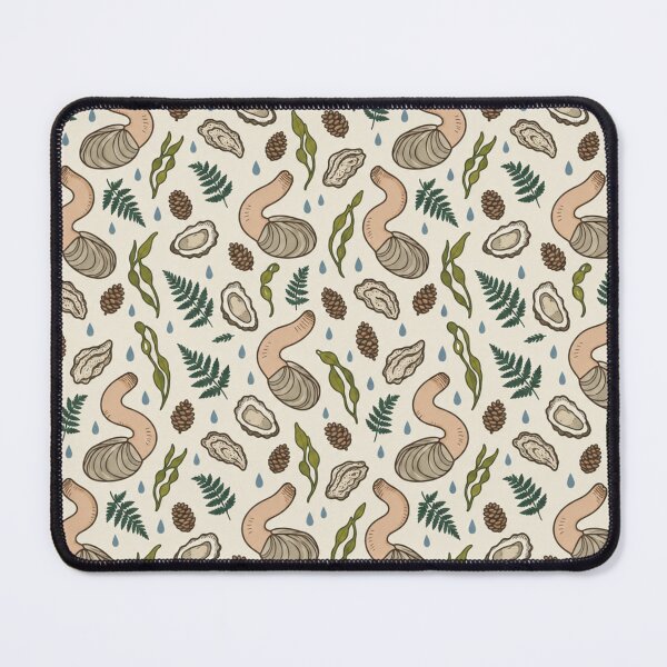Item preview, Geoduck Clam Pattern | Funny Pacific Northwest Geoducks with Oysters, Ferns, Pine Cones and Rain designed and sold by StickyGuys.