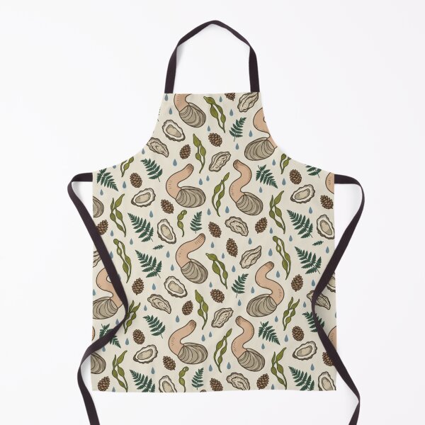 Item preview, Geoduck Clam Pattern | Funny Pacific Northwest Geoducks with Oysters, Ferns, Pine Cones and Rain designed and sold by StickyGuys.