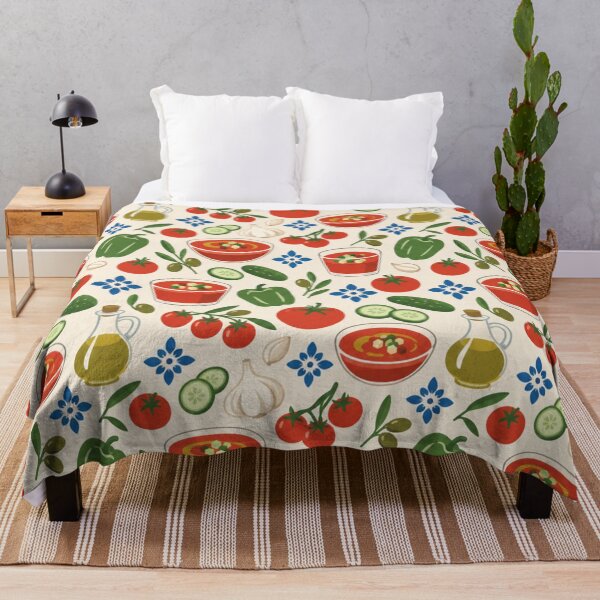 Item preview, Gazpacho Spanish Food Pattern | Andalusian Tomato Soup Bowls with Cucumbers, Olive Oil and Tiles designed and sold by StickyGuys.