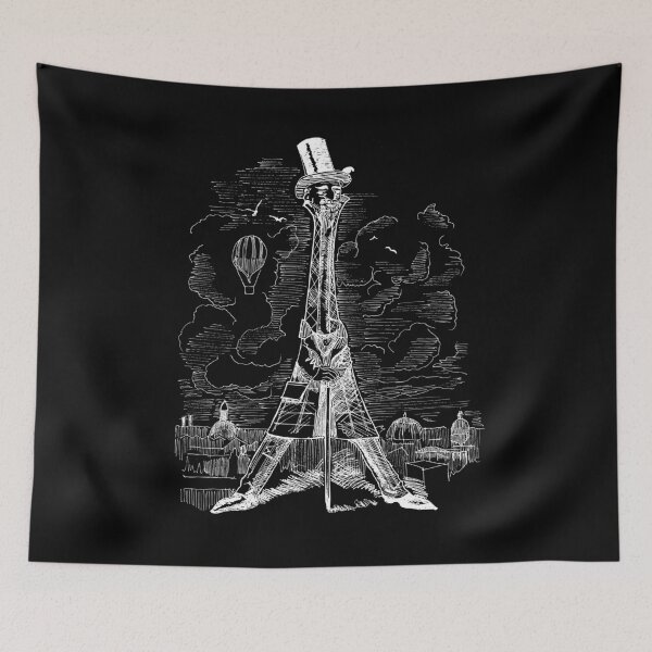 Item preview, Gustave Eiffel Tower - Vintage Architectural Caricature - Dark Version designed and sold by BarnBurns.