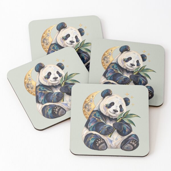 Item preview, Celestial Panda – Bamboo Moon Watercolor Art designed and sold by  MAD's Recreation Studio.