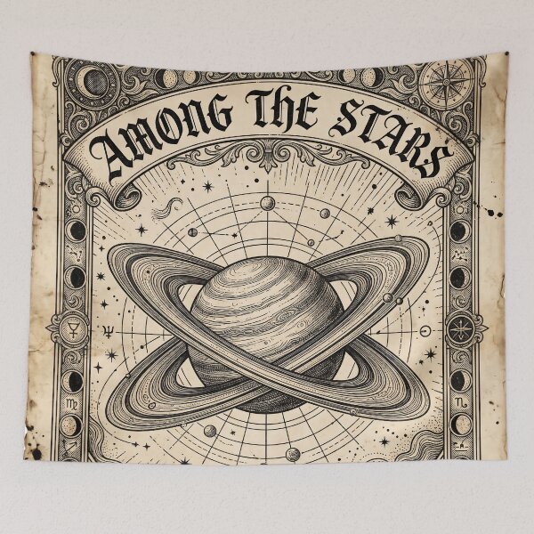 Item preview, Vintage Gothic Saturn Astronomical Engraving designed and sold by JC Art Creations.