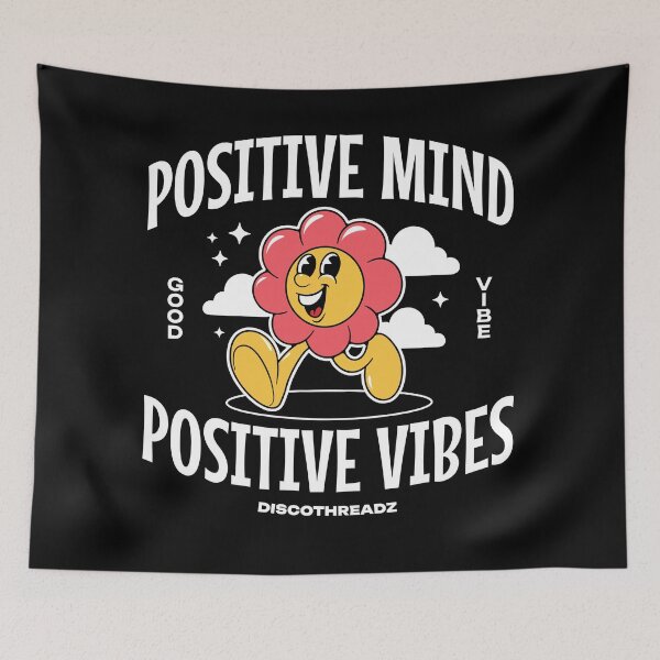 Aperçu de l'œuvre POSITIVES VIBES - Esprit positif (Blanc) créée et vendue par Discothreadz.