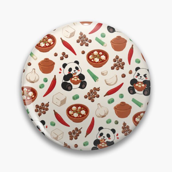 Item preview, Mapo Tofu Sichuan Food Pattern | Pandas Eating Spicy Tofu with Chilies and Sichuan Peppercorns designed and sold by StickyGuys.