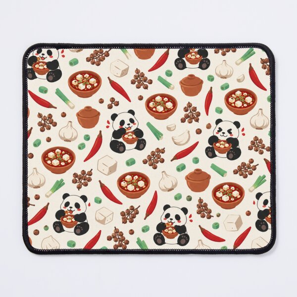 Item preview, Mapo Tofu Sichuan Food Pattern | Pandas Eating Spicy Tofu with Chilies and Sichuan Peppercorns designed and sold by StickyGuys.
