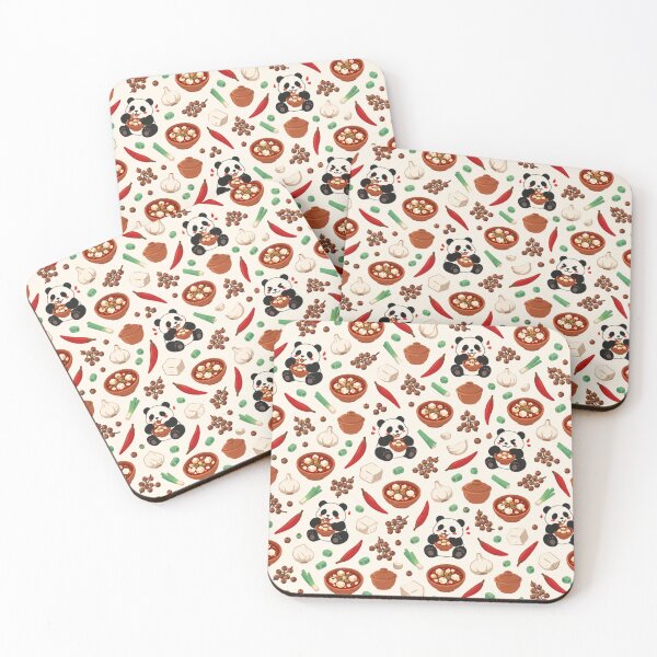 Item preview, Mapo Tofu Sichuan Food Pattern | Pandas Eating Spicy Tofu with Chilies and Sichuan Peppercorns designed and sold by StickyGuys.