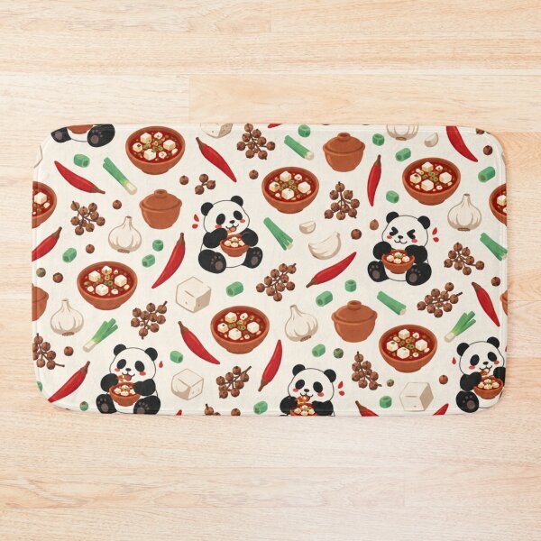 Item preview, Mapo Tofu Sichuan Food Pattern | Pandas Eating Spicy Tofu with Chilies and Sichuan Peppercorns designed and sold by StickyGuys.