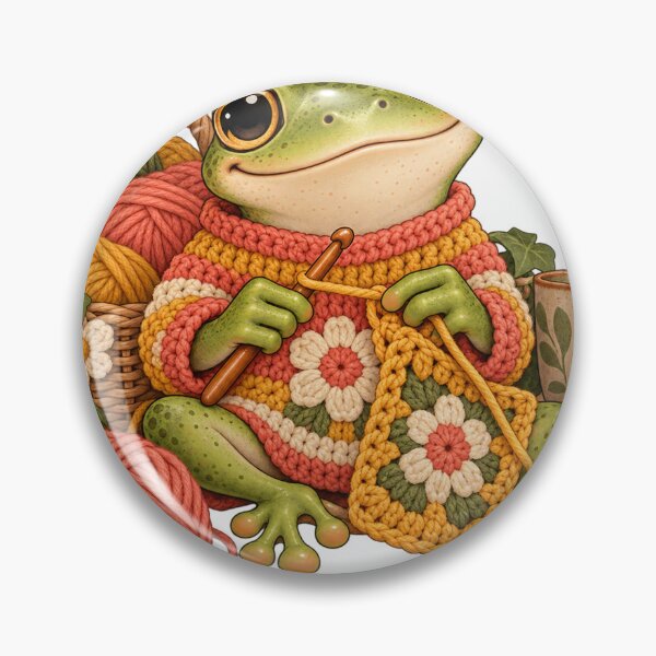 Item preview, Tiny Frog in a Crocheted Sweater – Crochet Humor Illustration designed and sold by Xnuery.
