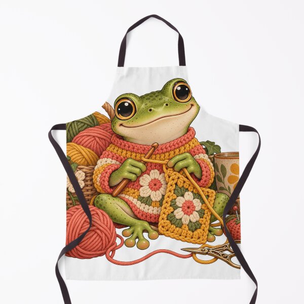 Item preview, Tiny Frog in a Crocheted Sweater – Crochet Humor Illustration designed and sold by Xnuery.