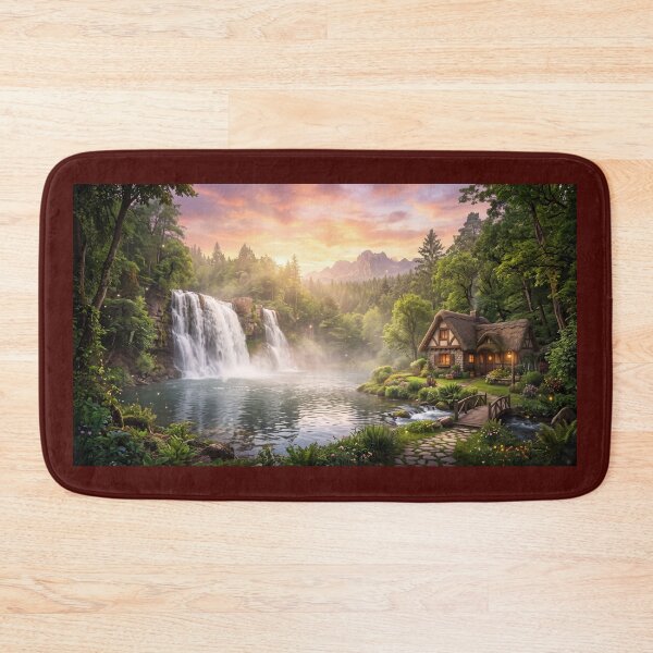Item preview, Cottage Beside a Waterfall Pool designed and sold by amusefullife.