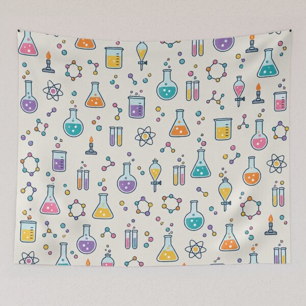 Item preview, Lab Glassware Chemistry Pattern | Retro Science Flasks, Beakers, Test Tubes and Molecules designed and sold by StickyGuys.