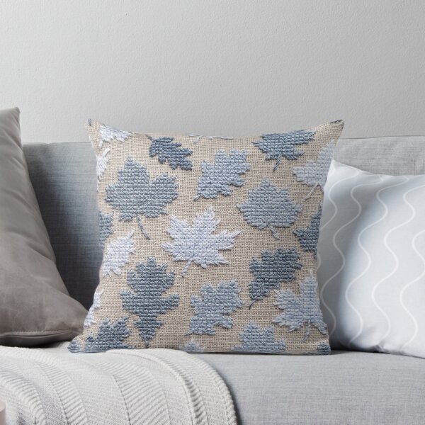 Item preview, Nordic Frost Grey Leaves Cross Stitch Pattern designed and sold by GangisHouse.