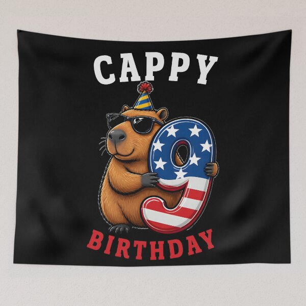 Item preview, Cappy 9th Birthday Funny Capibara Gifts  designed and sold by LeSoniPapaPrint.
