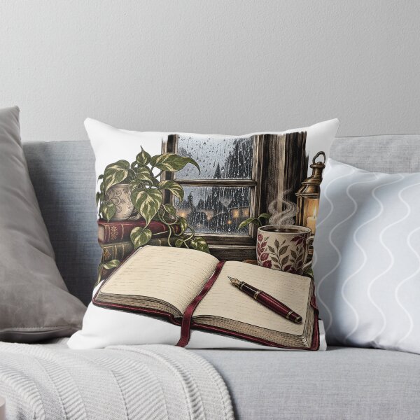 Item preview, Notebook Open to a Rainy Window – Writer Humor Illustration designed and sold by Xnuery.