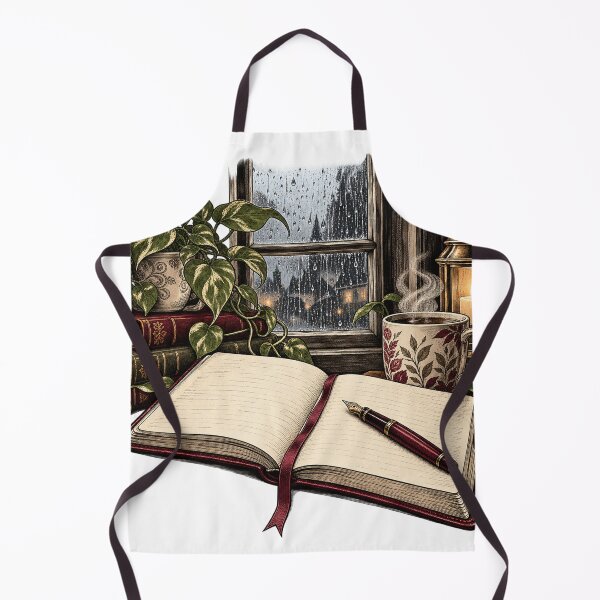 Item preview, Notebook Open to a Rainy Window – Writer Humor Illustration designed and sold by Xnuery.