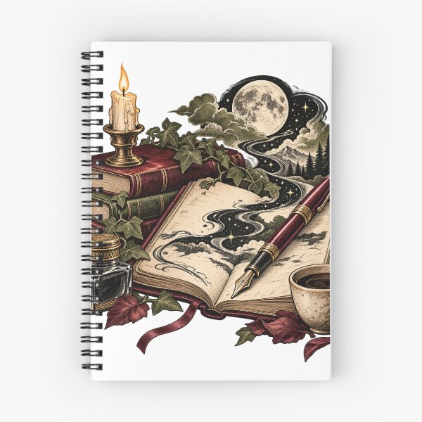 Item preview, Fountain Pen and Moonlit Pages – Writer Humor Illustration designed and sold by Xnuery.