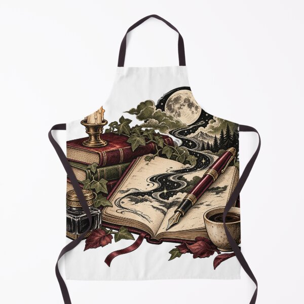 Item preview, Fountain Pen and Moonlit Pages – Writer Humor Illustration designed and sold by Xnuery.