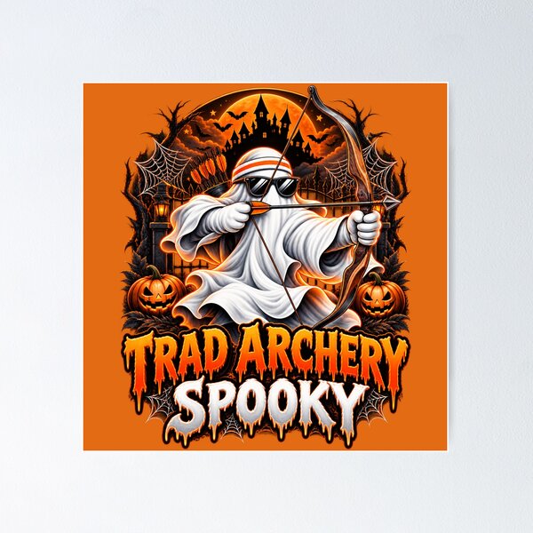 Item preview, Halloween Spooky Traditional Archery Ghost – Bow and Arrow Design designed and sold by PolgaCraft.