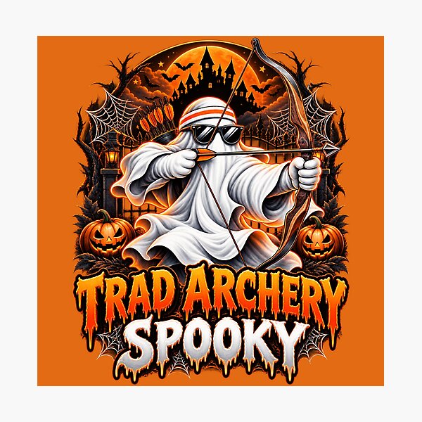 Item preview, Halloween Spooky Traditional Archery Ghost – Bow and Arrow Design designed and sold by PolgaCraft.