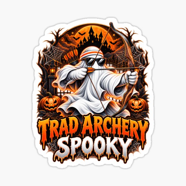 Item preview, Halloween Spooky Traditional Archery Ghost – Bow and Arrow Design designed and sold by PolgaCraft.