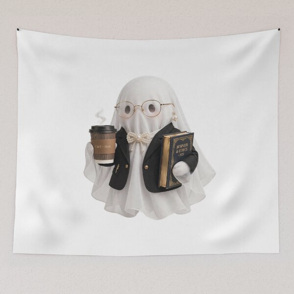 Item preview, Ghost Reading Book Coffee Old Money Halloween Spooky Book Era designed and sold by ChotipahArt.