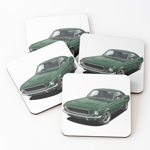 Item preview, Pegatina de un Ford Mustang GT Fastback clásico de 1968 en color verde Highland. designed and sold by Fixnovaguide.