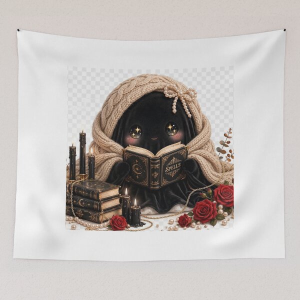 Item preview, Dark Ghost Reading Book Old Money Luxury Halloween Spell Book designed and sold by ChotipahArt.
