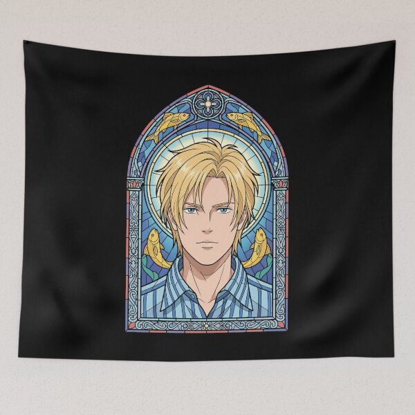 Item preview, Ash Lynx Banana Fish Blue Cathedral Fish Motif Anime Portrait designed and sold by mildaclairmo.