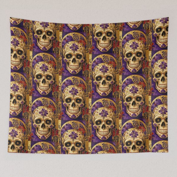 Item preview, Gold Leaf Floral Sugar Skull designed and sold by TheDarkWardrobe.