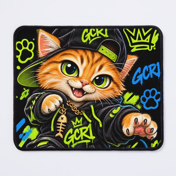Item preview, GCR1 Lil Paw Mischief – Orange Tabby Hip Hop Kitten Streetwear Art designed and sold by GCR1.