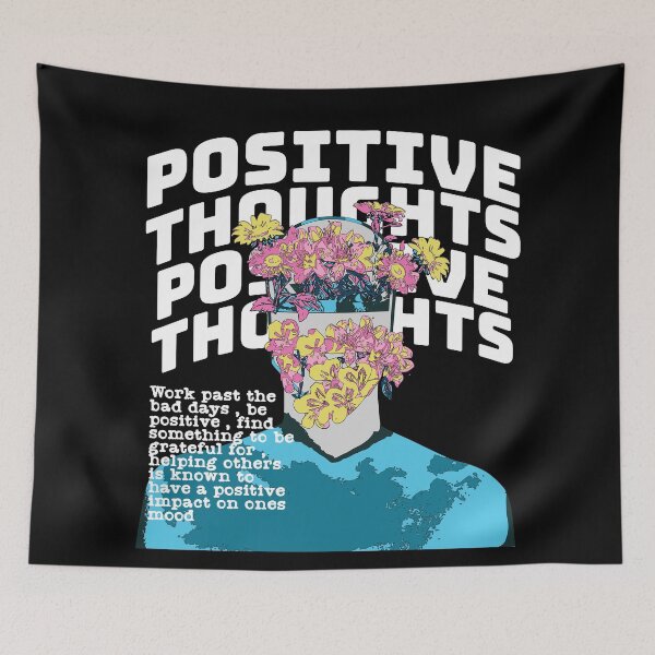 Item preview, POSITIVE THOUGHTS - Collage quote (Black) designed and sold by Discothreadz.