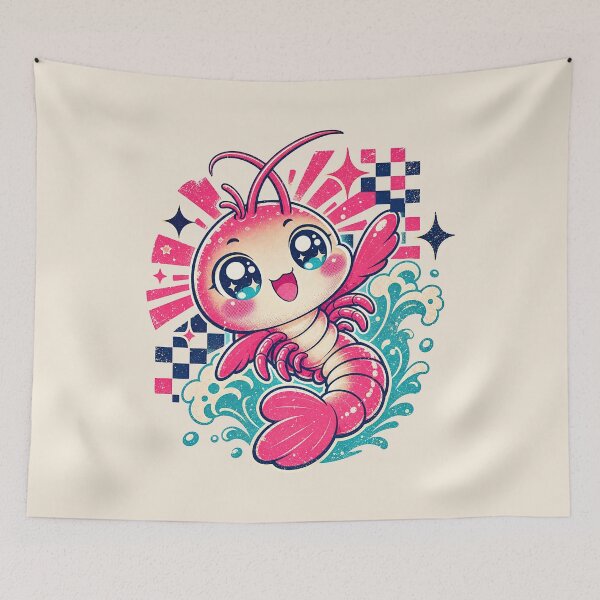 Item preview, Cute Pink Shrimp Retro Starry Eyes designed and sold by Rosie's Wildflower Boutique.