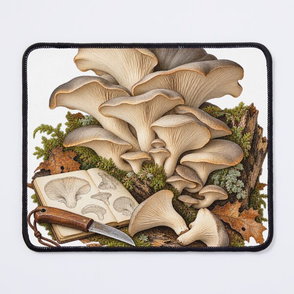 Item preview, Oyster Mushroom Cluster Study – Mycology Illustration designed and sold by Xnuery.