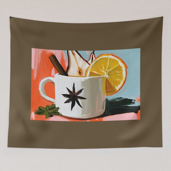 Item preview, Embrace Cozy Coffee Moments with Lemon, Cinnamon, and Star Anise in Bold Abstract Colors designed and sold by OlfactoART Studio.