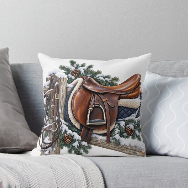 Item preview, Silla de montar de invierno y ramita de abeto – Ilustración ecuestre designed and sold by Xnuery.