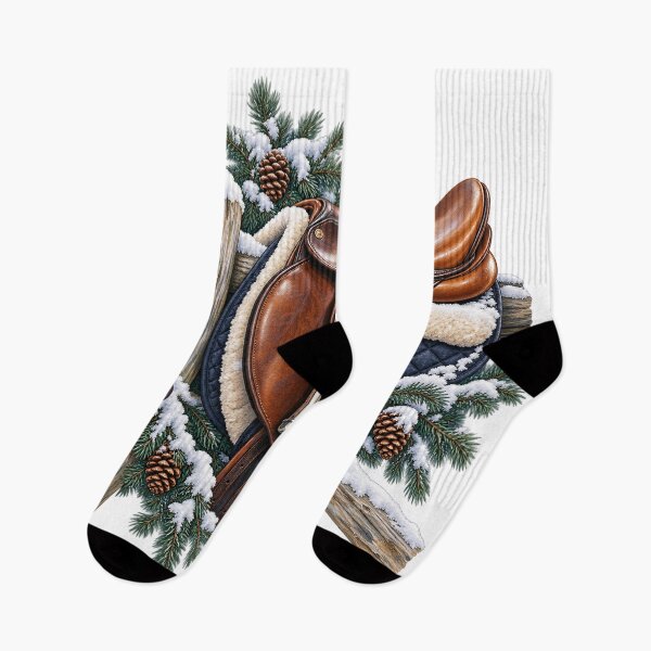 Item preview, Winter Saddle and Fir Sprig – Equestrian Illustration designed and sold by Xnuery.