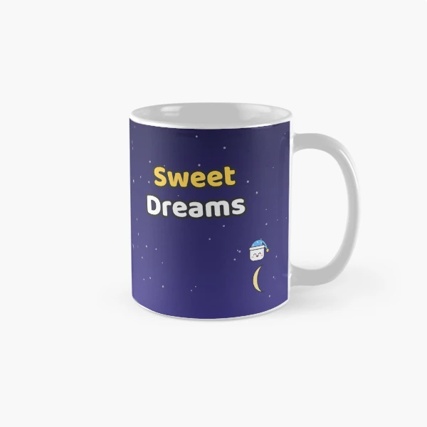 Sweet Dreams - Sleepy Marshmallow Pip with Teddy Bear and Nightcap — Classic Mug by BiMood
