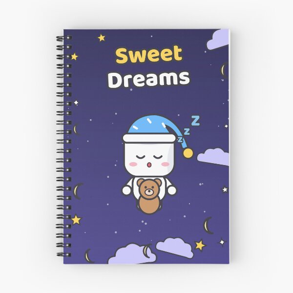Item preview, Sweet Dreams - Sleepy Marshmallow Pip with Teddy Bear and Nightcap designed and sold by BiMood.