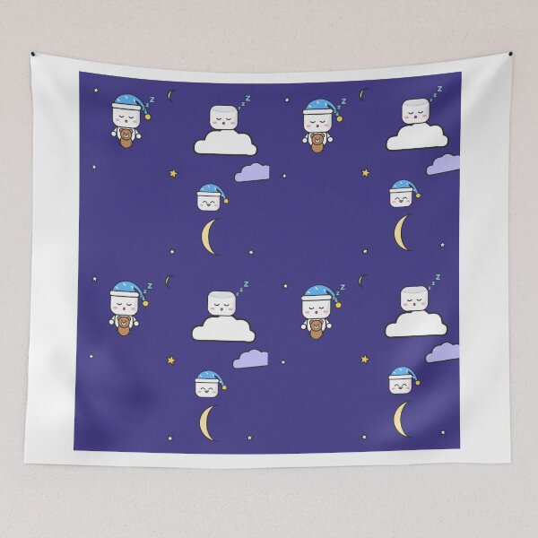 Item preview, Sweet Dreams - Sleepy Marshmallow Pip with Teddy Bear and Nightcap designed and sold by BiMood.