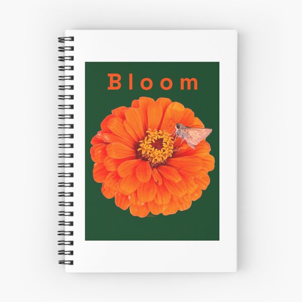 Item preview, B l o o m, Orange flower with moth, Green background  designed and sold by Josephine Ethereal.