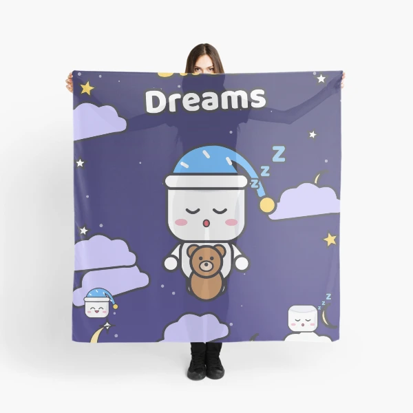 Sweet Dreams - Sleepy Marshmallow Pip with Teddy Bear and Nightcap — Scarf by BiMood
