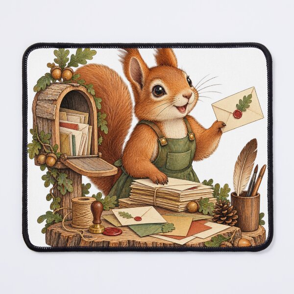 Item preview, Squirrel Running a Forest Post Office – Snail Mail Illustration designed and sold by Xnuery.