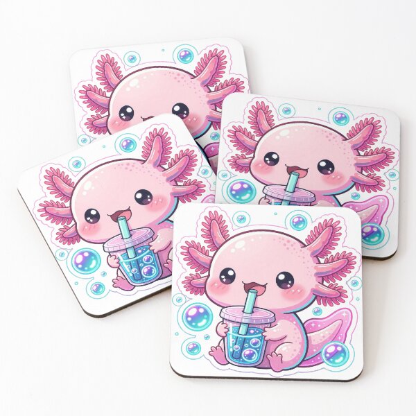 Item preview, Kawaii Axolotl Boba Tea Cute Neon Bubble Tea Sticker designed and sold by Neon Harmony.
