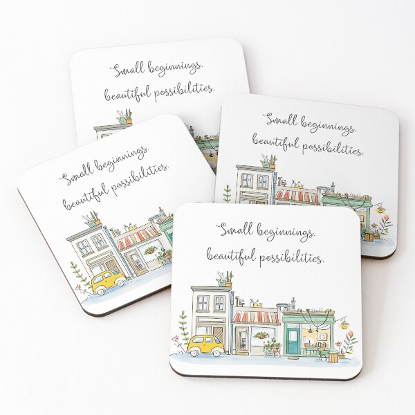 Item preview, Small Beginnings Beautiful Possibilities – New Business Opening Gift, Cute Watercolor Shop Illustration designed and sold by casualnature.