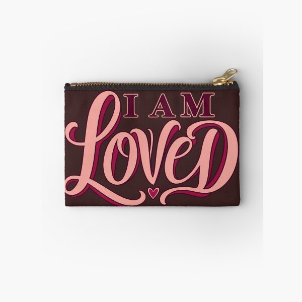Item preview, I Am Loved – Pink & Burgundy Heart Typography designed and sold by symbolic Tees.