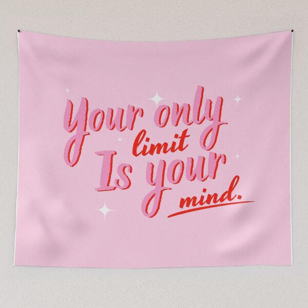 Item preview, Your Only Limit Is Your Mind – Motivational Pink Typography designed and sold by MiaBellaGirl.